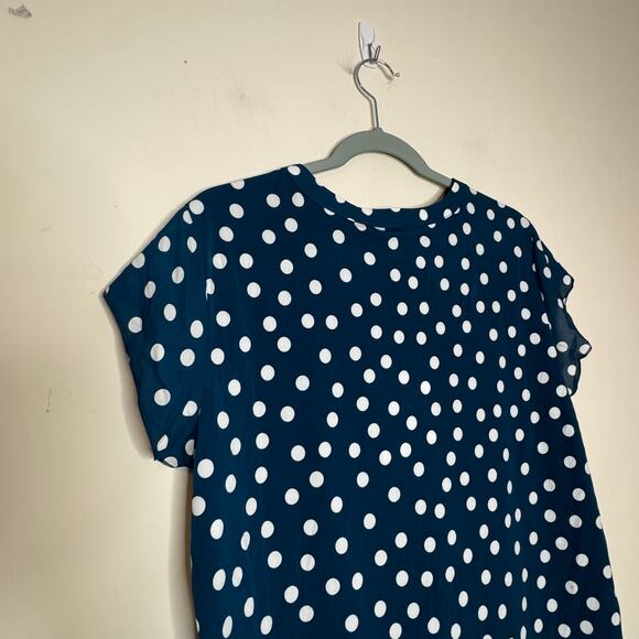 41 Hawthorn London Mixed Media Blouse Teal White Polka Dot Women’s M NWT - Picture 5 of 7